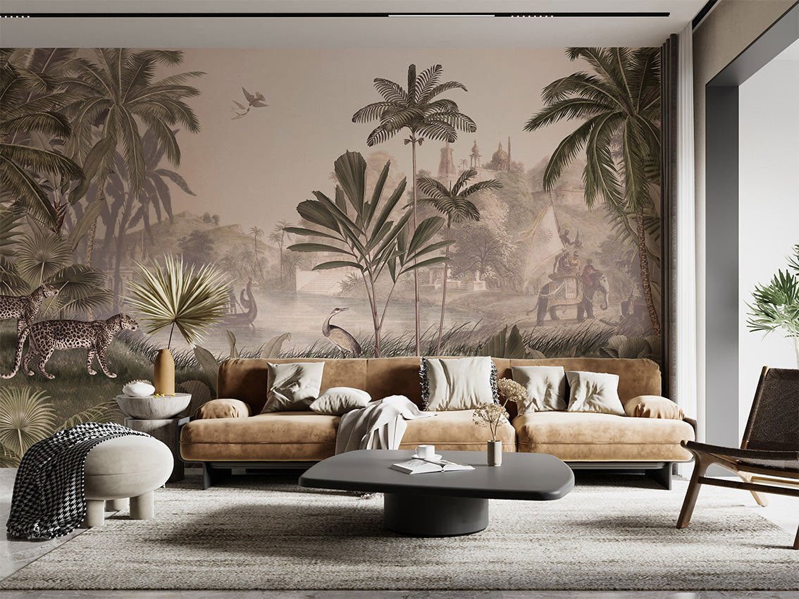 Wallpaper - Leopard Landscape - Sepia (Pre - Orders) - LPM Home