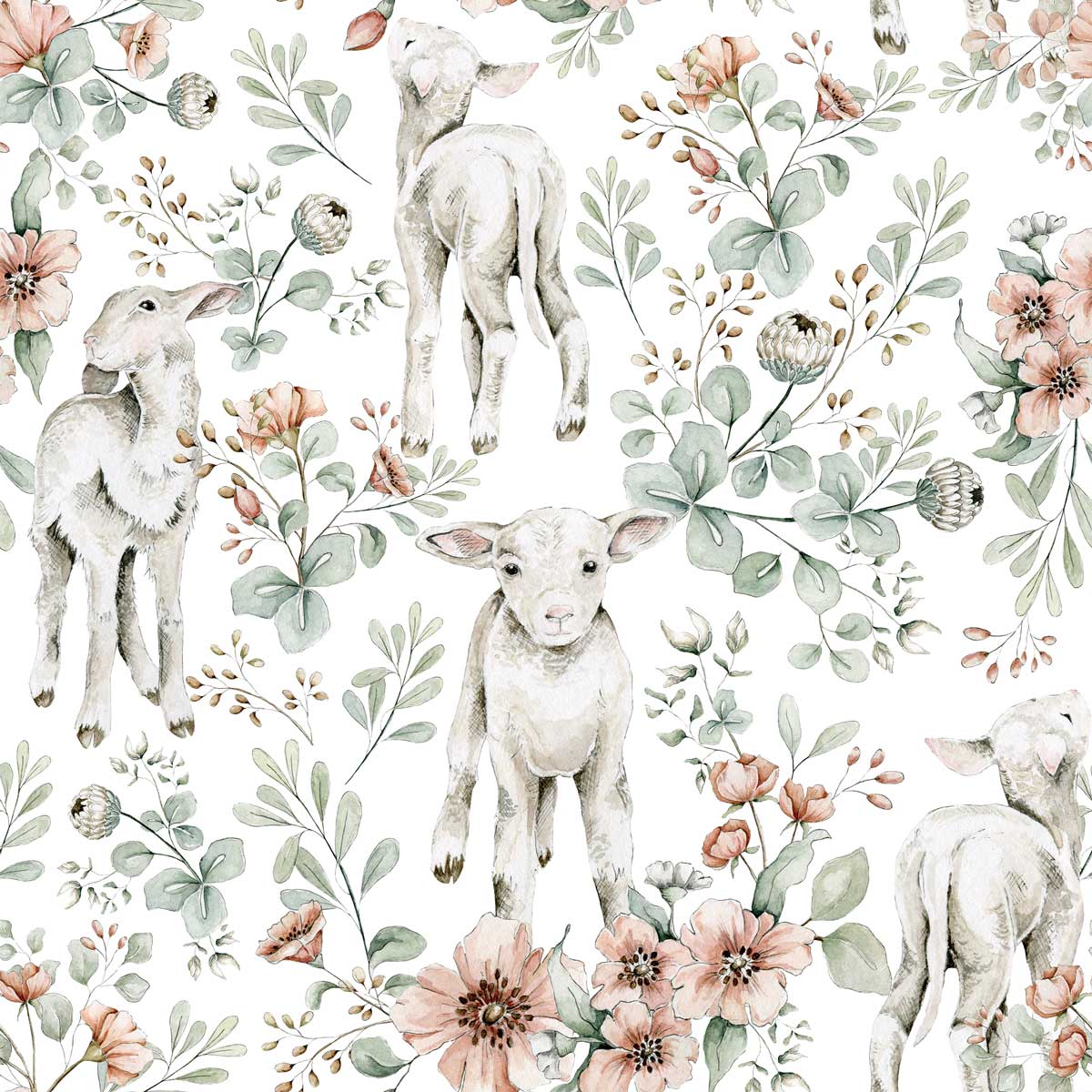 Wallpaper - Little Lambs Wallpaper / Return to Innocence - Le Petit Marché Home Furniture