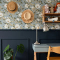 Wallpaper - Magnolias on the Blue Background - Le Petit Marché Home Furniture