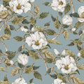 Wallpaper - Magnolias on the Blue Background - Le Petit Marché Home Furniture