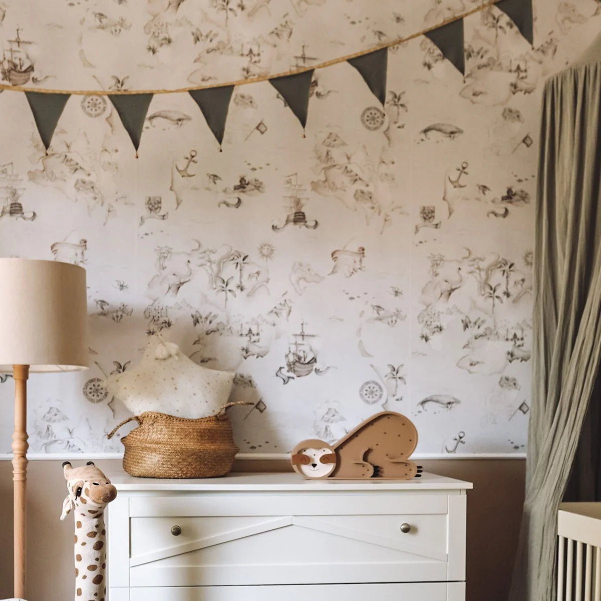 Wallpaper - Map Stories From The Sea Color - Le Petit Marché Home Furniture