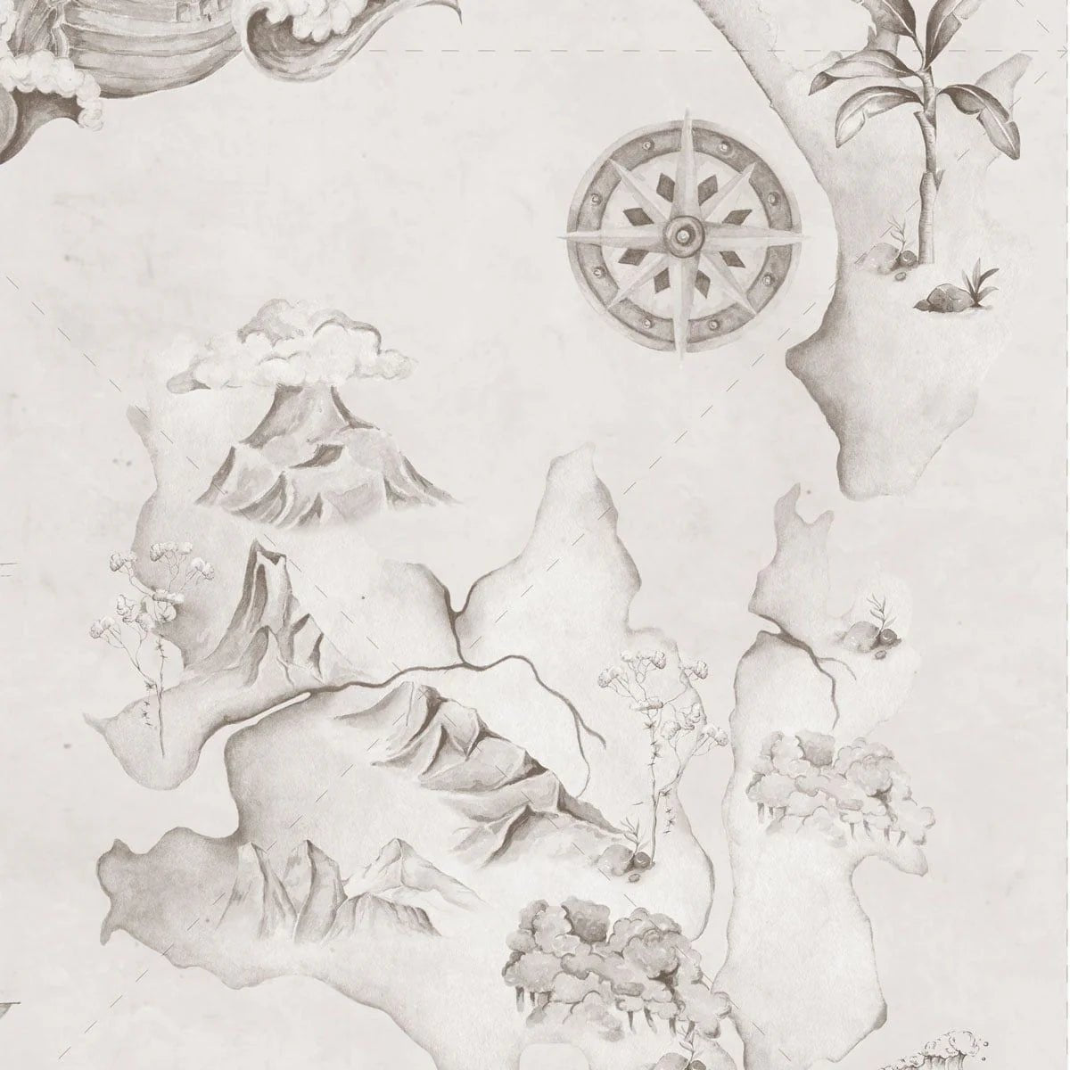 Wallpaper - Map Stories From The Sea Sepia - Le Petit Marché Home Furniture