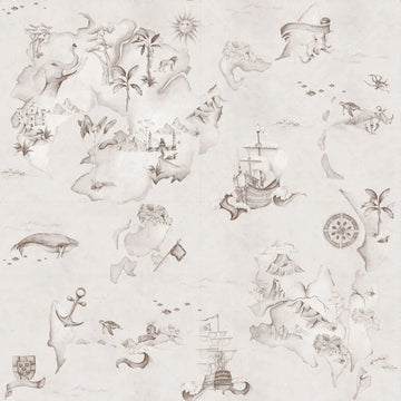 Wallpaper - Map Stories From The Sea Sepia - Le Petit Marché Home Furniture