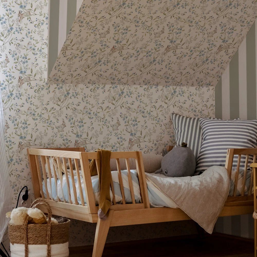 Wallpaper - Meadow Friends with Ducks and Bunnies - Le Petit Marché Home Furniture