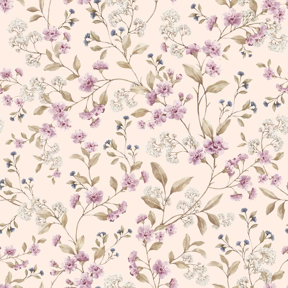 Wallpaper - Meadow in Pink and Blue Flower - Le Petit Marché Home Furniture