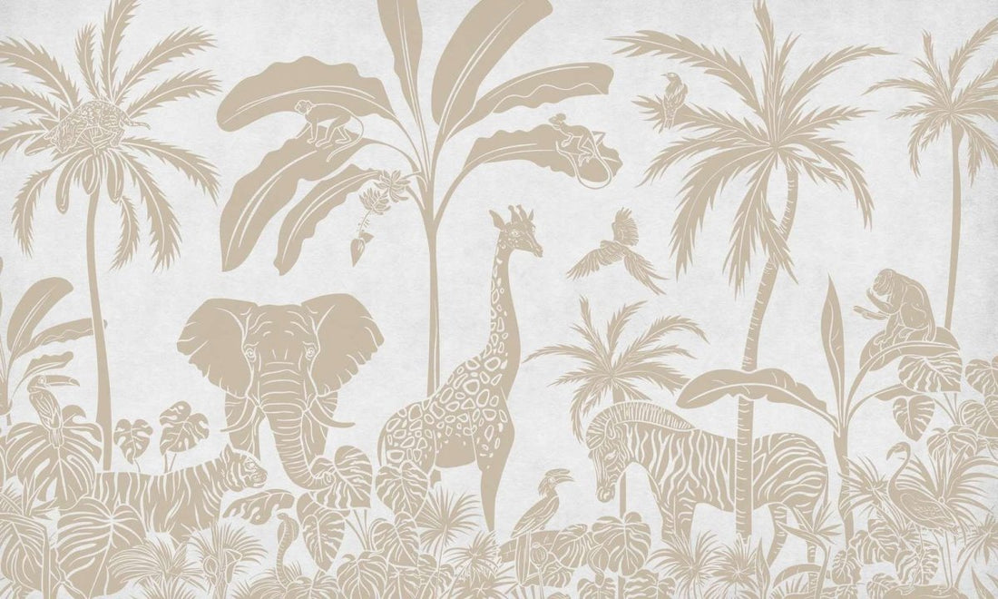 Wallpaper - Monochrome Jungle White Vintage (Pre-Order) - LPM Home