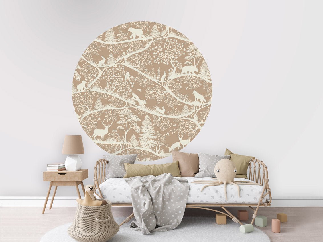 Wallpaper - Nordic Nature Brown White - Circle (Pre - Order) - LPM Home