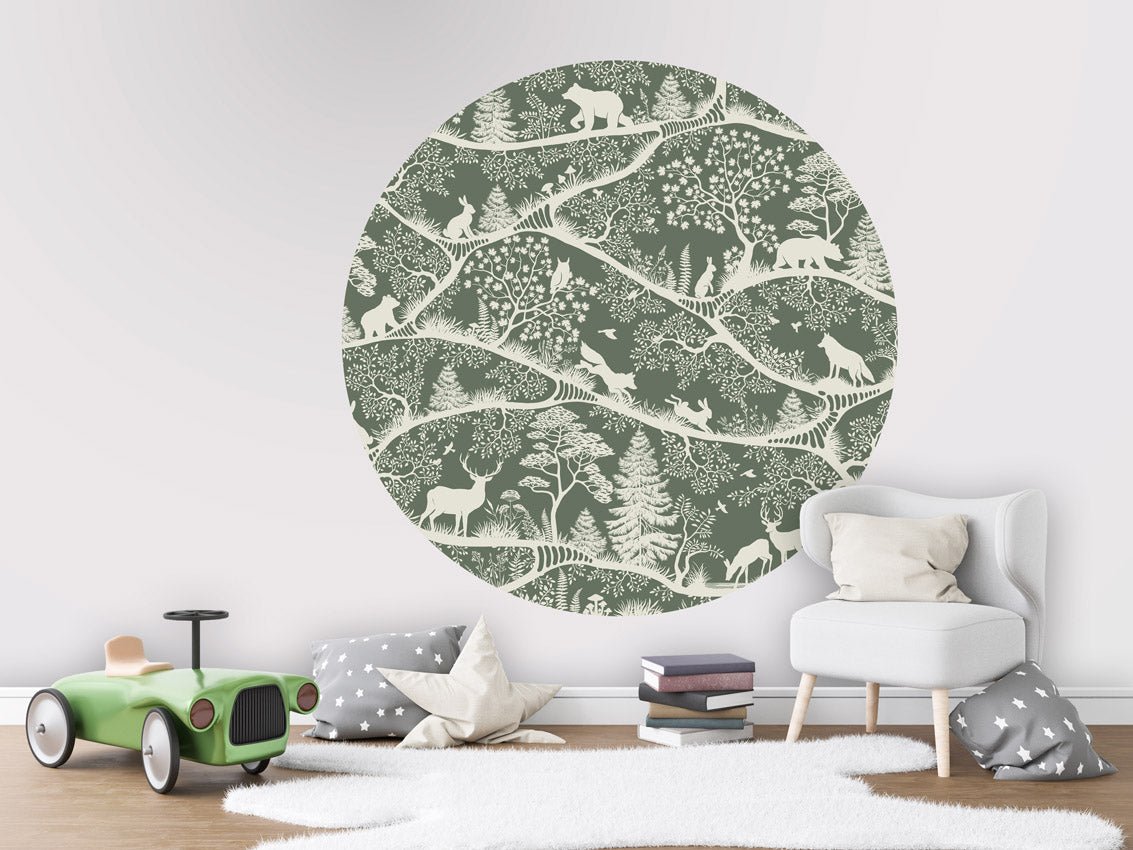Wallpaper - Nordic Nature Green White - Circle (Pre - Order) - LPM Home
