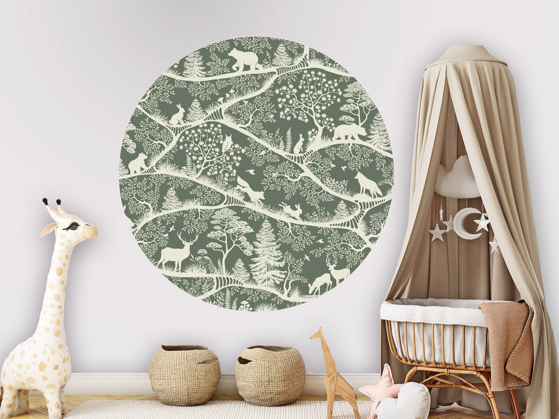 Wallpaper - Nordic Nature Green White - Circle (Pre - Order) - LPM Home