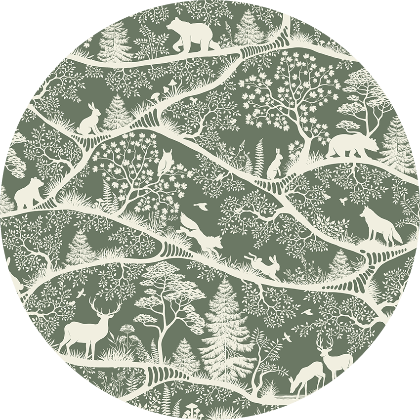 Wallpaper - Nordic Nature Green White - Circle (Pre - Order) - LPM Home