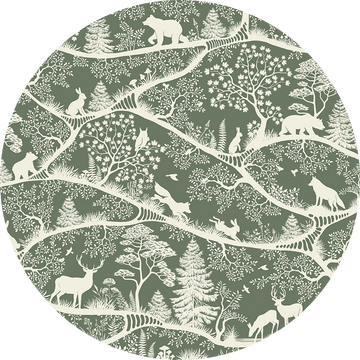 Wallpaper - Nordic Nature Green White - Circle (Pre - Order) - LPM Home
