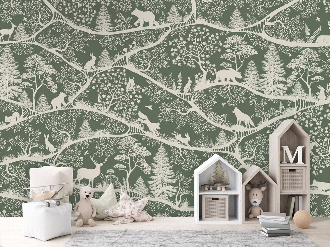 Wallpaper - Nordic Nature Green White (Pre - Order) - LPM Home
