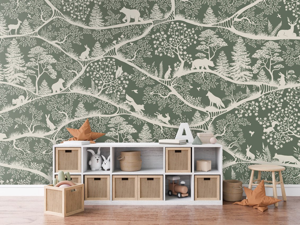 Wallpaper - Nordic Nature Green White (Pre - Order) - LPM Home