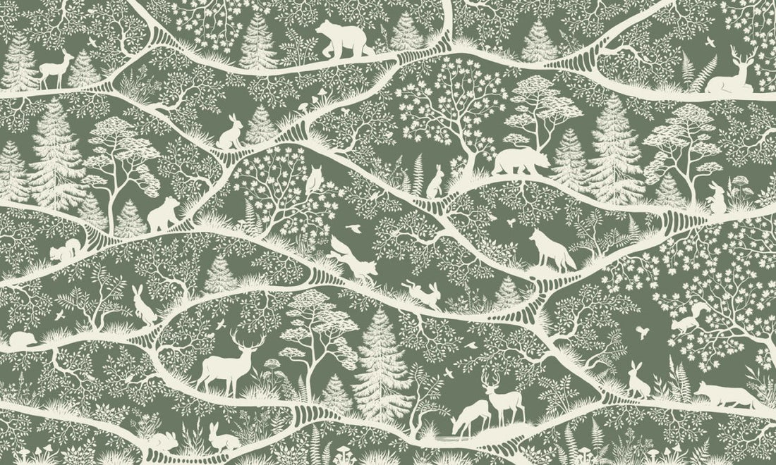 Wallpaper - Nordic Nature Green White (Pre - Order) - LPM Home