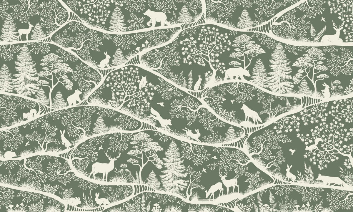 Wallpaper - Nordic Nature Green White (Pre - Order) - LPM Home