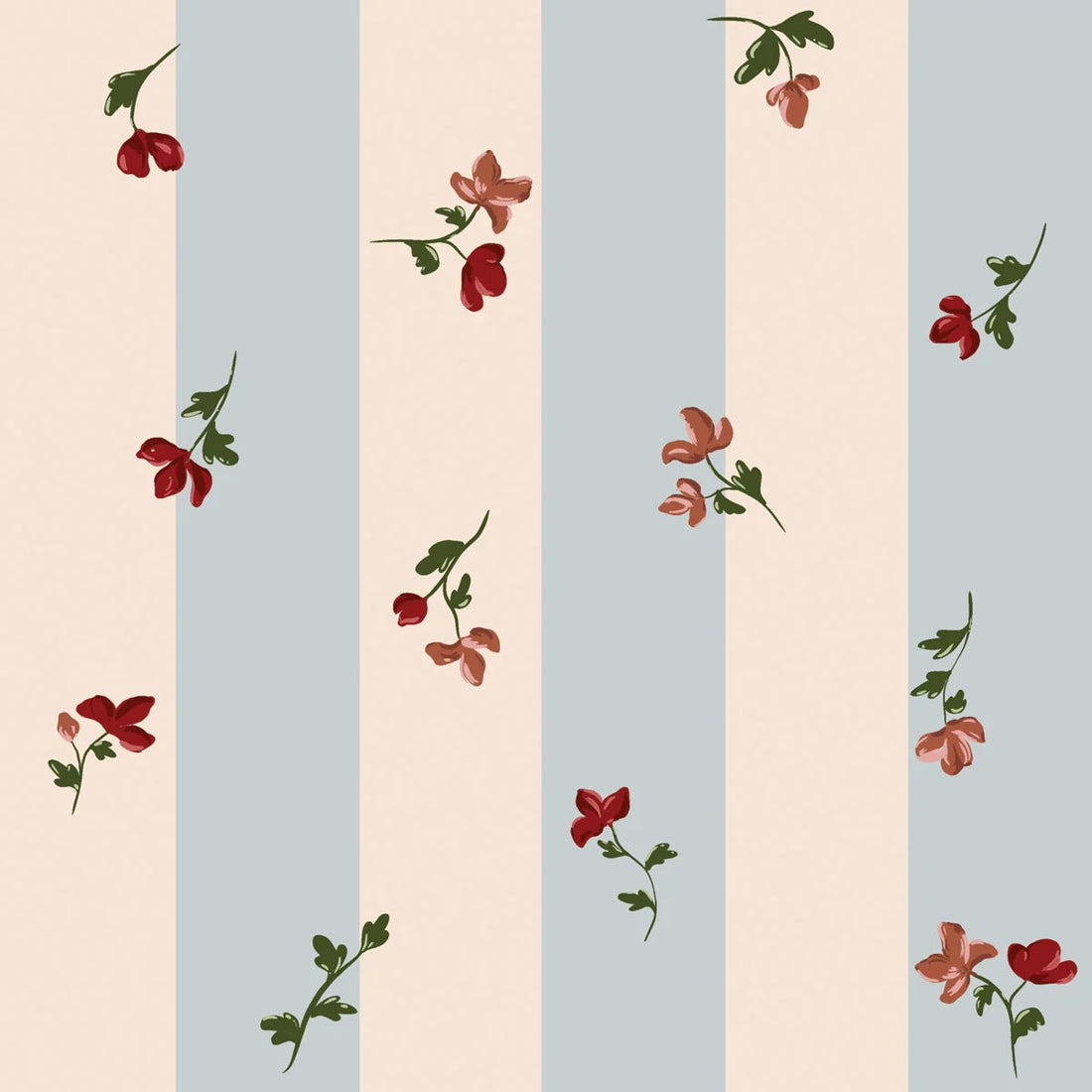 Wallpaper - Paris Flowers Stripes - Le Petit Marché Home Furniture