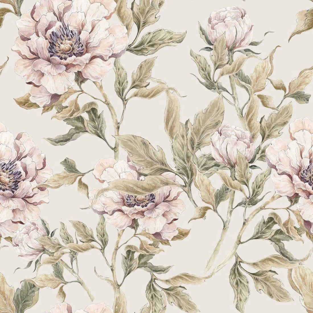 Wallpaper - Peonies Beige - Le Petit Marché Home Furniture