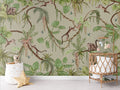 Wallpaper - Playful Monkeys - Green (Pre - Order) - LPM Home