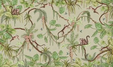 Wallpaper - Playful Monkeys - Green (Pre - Order) - LPM Home