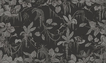 Wallpaper - Playful Monkeys - Monochrome - Black (Pre - Order) - LPM Home