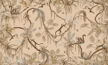 Wallpaper - Playful Monkeys - Vintage - Beige (Pre - Order) - LPM Home