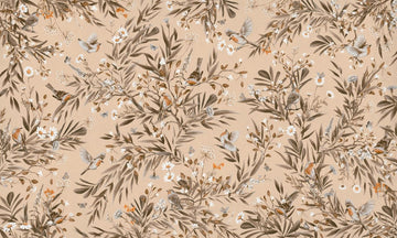 Wallpaper - Playful Robins - Vintage - Beige (Pre - Order) - LPM Home
