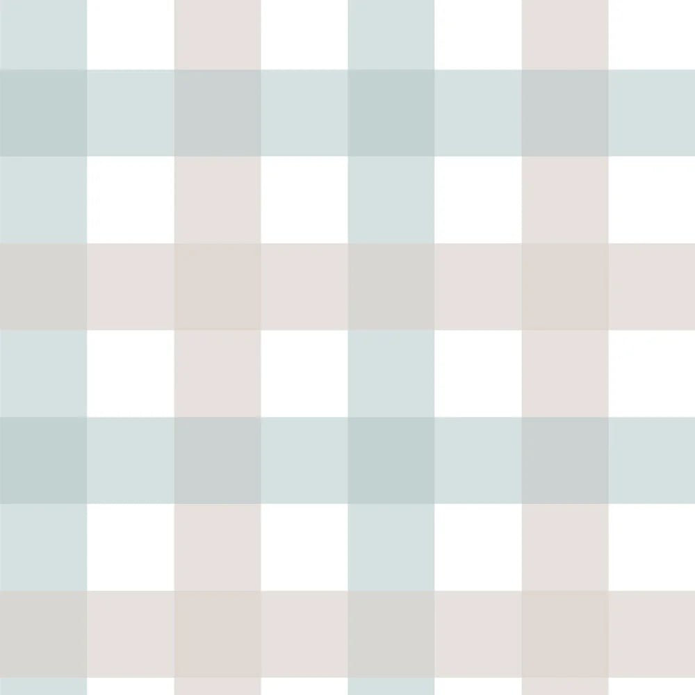 Wallpaper - Provence Check Beige Blue Medium - Le Petit Marché Home Furniture