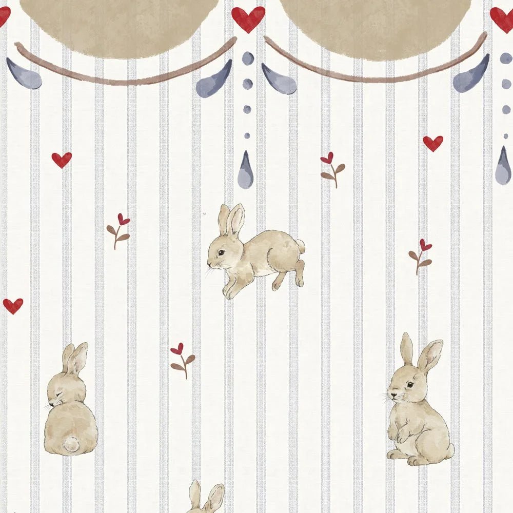 Wallpaper - Rabbits hearts with ornament (Pre - Order) - LPM Home