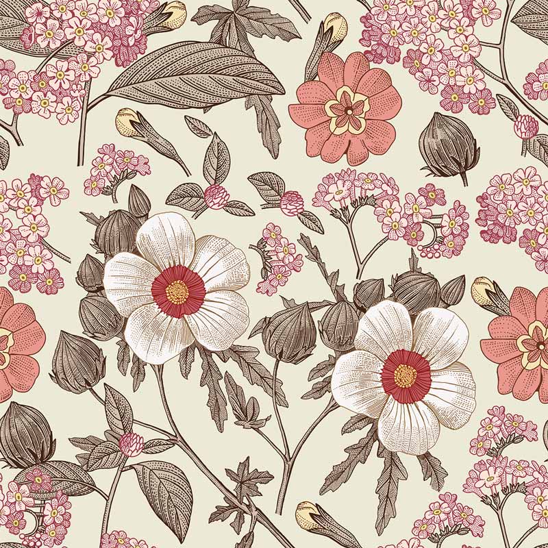 Wallpaper - Retro Bouquet - Le Petit Marché Home Furniture