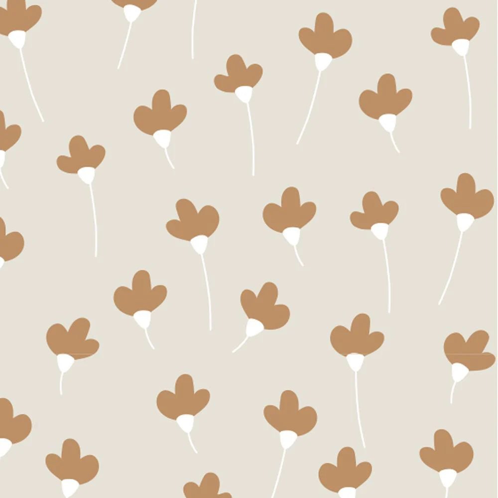 Wallpaper - Simple Daisies Beige Cinnamon - Le Petit Marché Home Furniture
