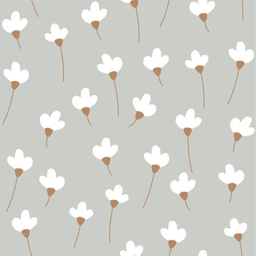 Wallpaper - Simple Daisies on Gray - Le Petit Marché Home Furniture