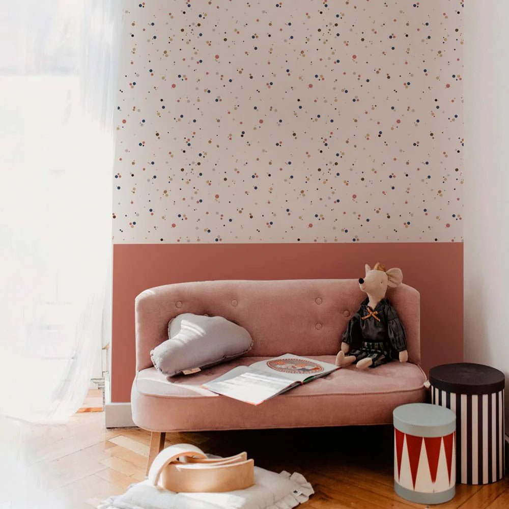 Wallpaper - Simple Dots Minimini Cinnamon Blue - Le Petit Marché Home Furniture