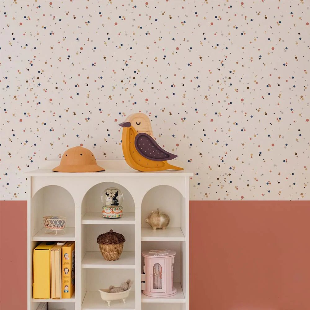 Wallpaper - Simple Dots Minimini Cinnamon Blue - Le Petit Marché Home Furniture