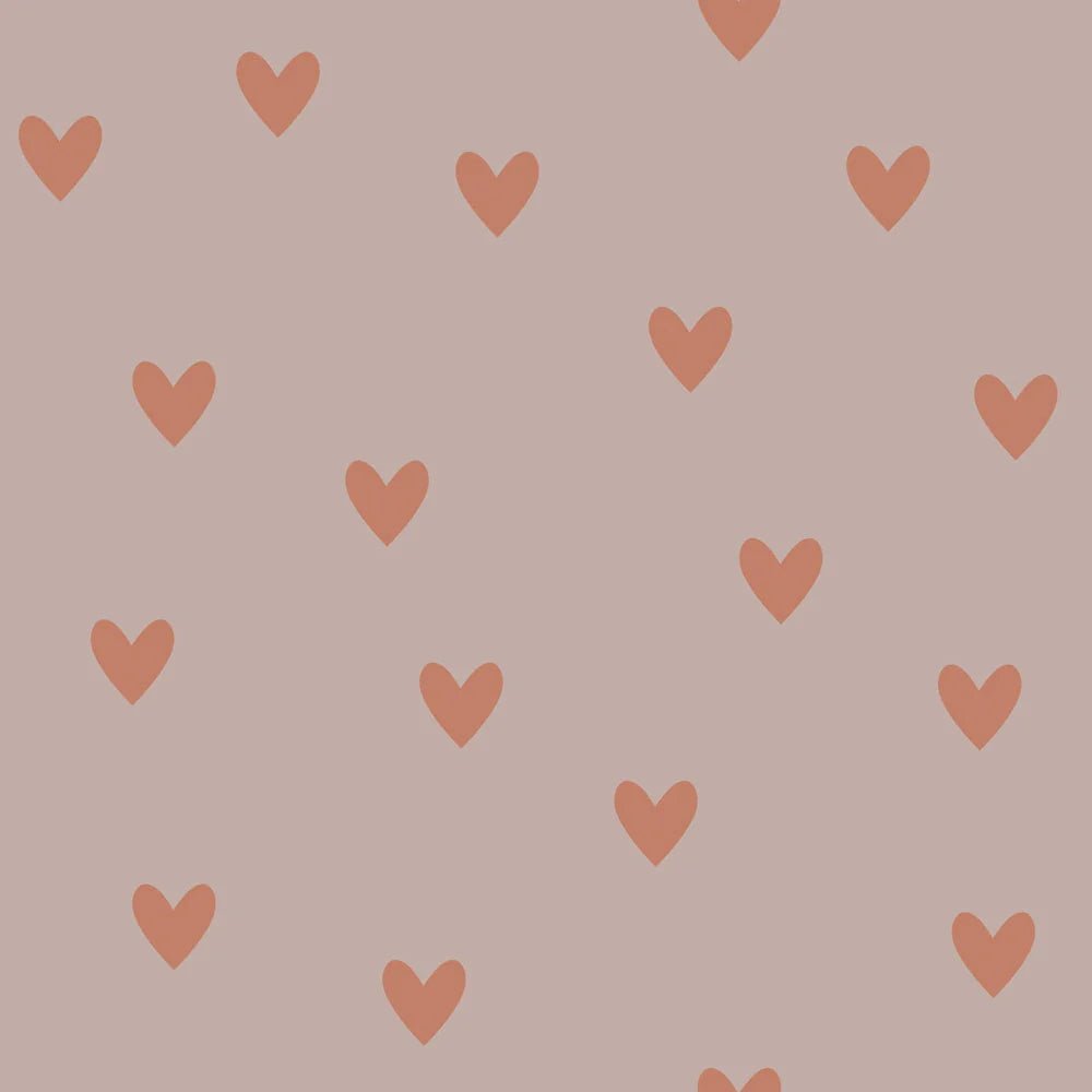 Wallpaper - Simple Hearts Pink and Red Brick - Le Petit Marché Home Furniture