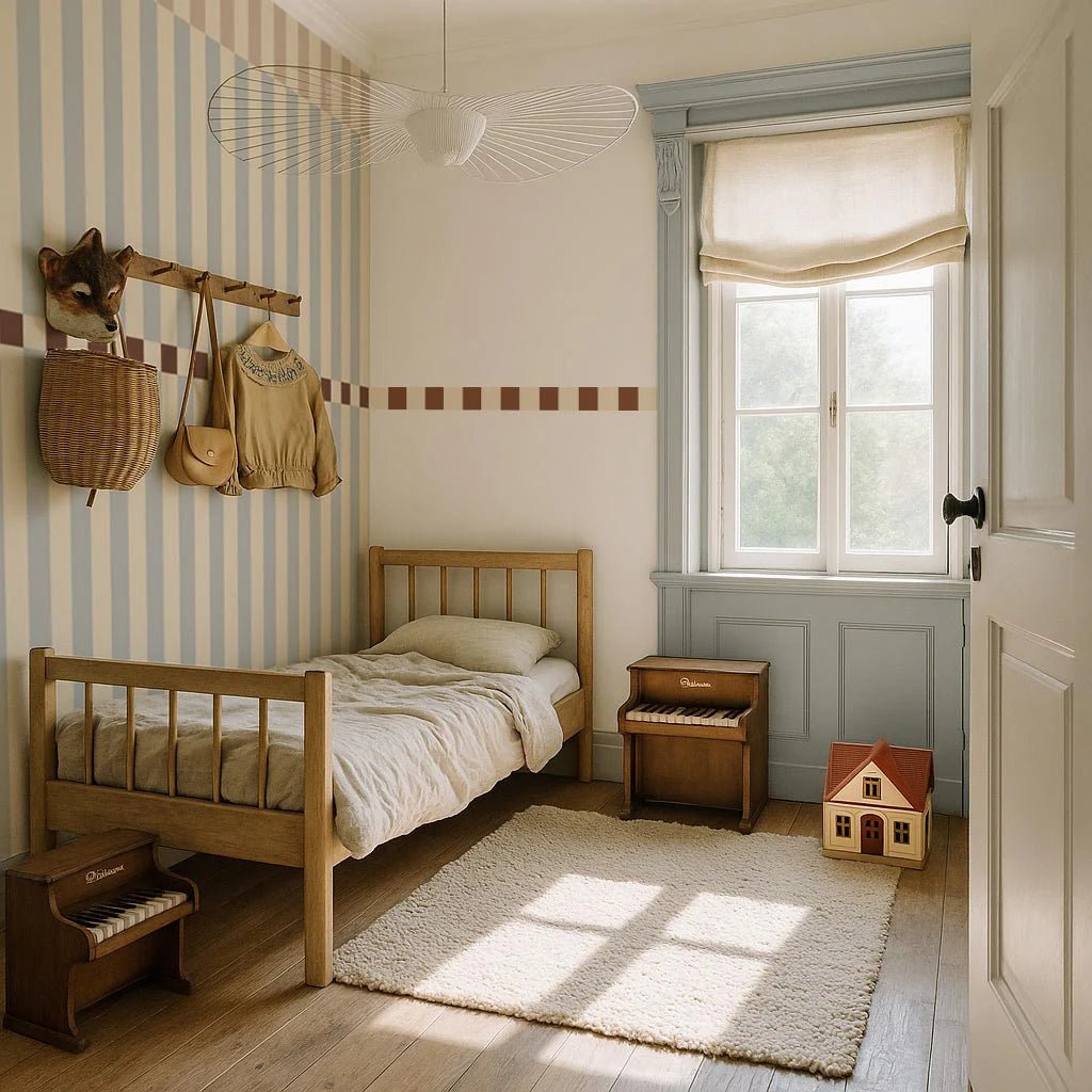 Wallpaper - Stripes Nostalgia Beige Blue - Le Petit Marché Home Furniture