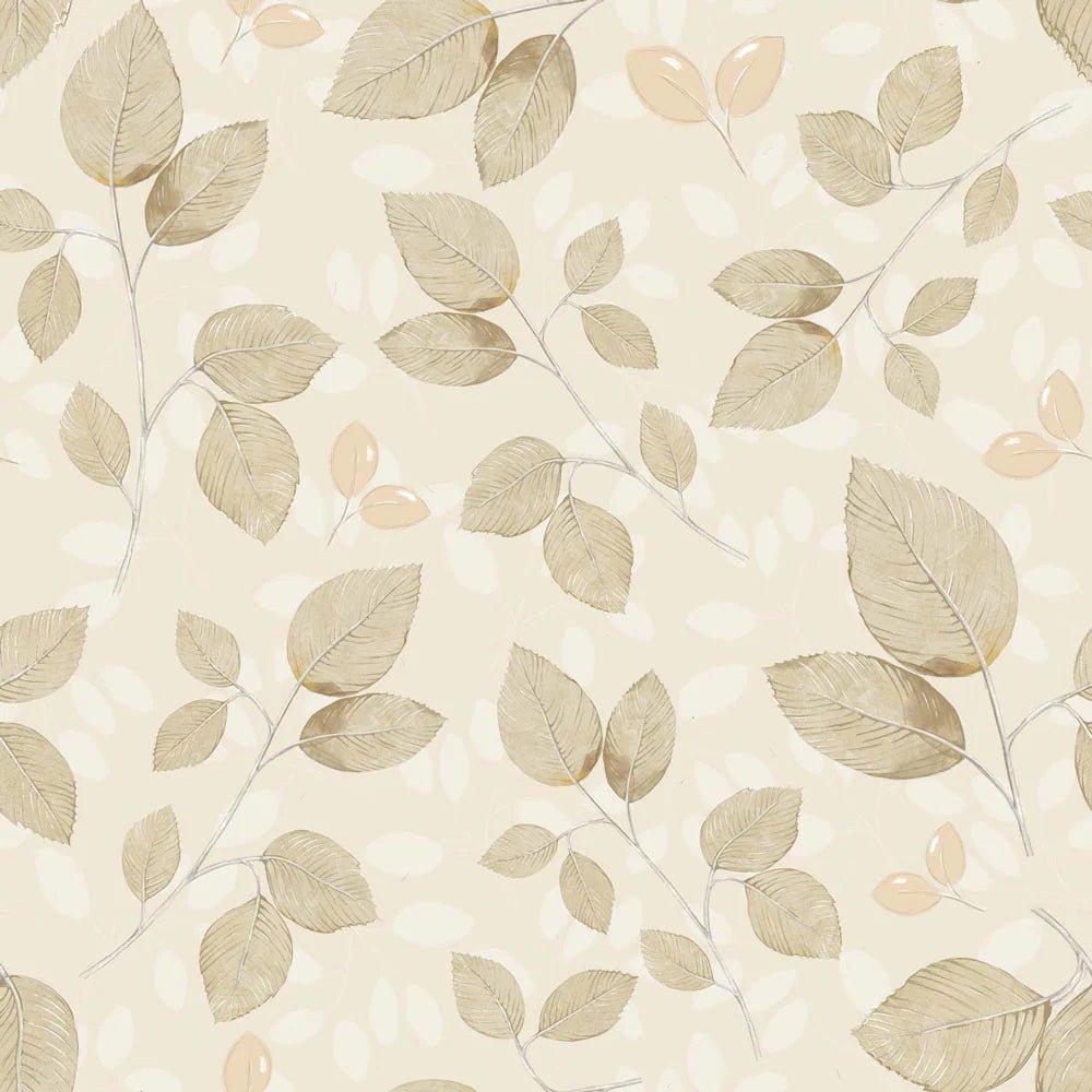Wallpaper - Subtle Beige Leaves - Le Petit Marché Home Furniture