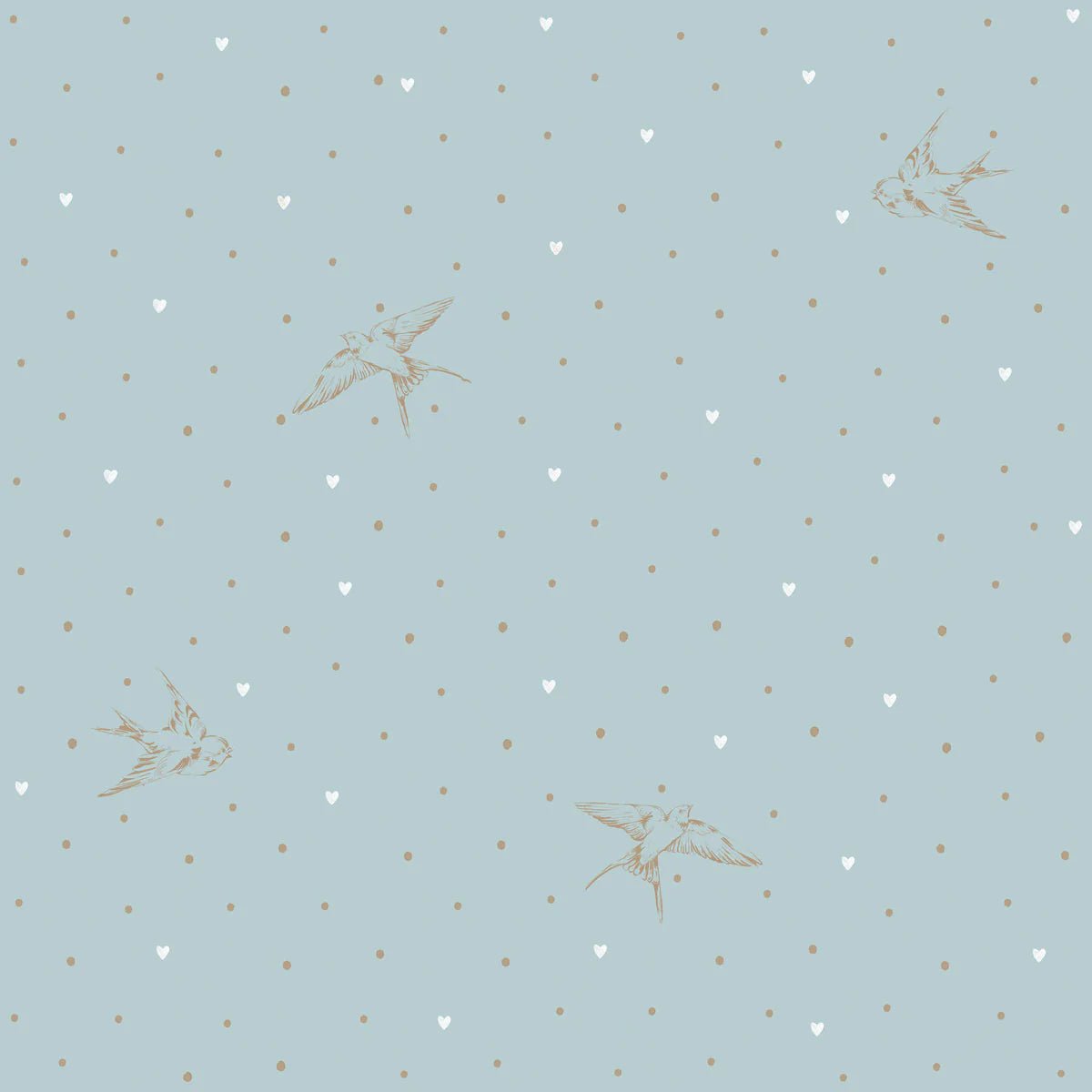Wallpaper - Swallows on Blue - Le Petit Marché Home Furniture
