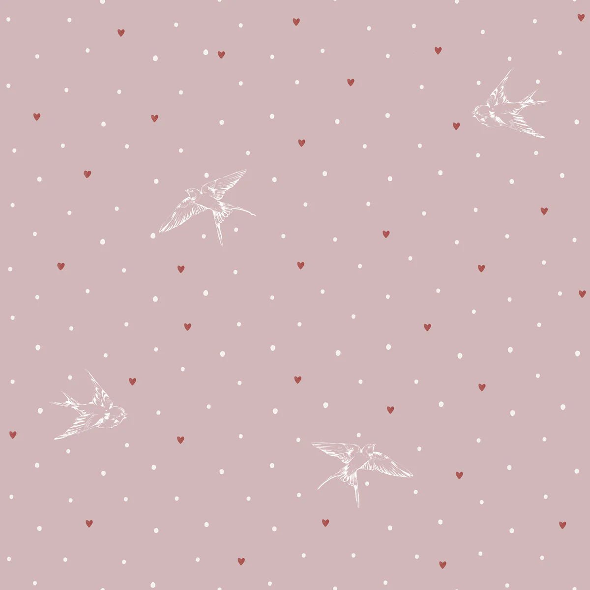 Wallpaper - Swallows on Pink - Le Petit Marché Home Furniture