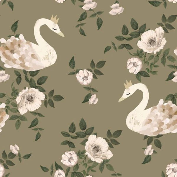 Wallpaper - Swans Kingdom Green - Le Petit Marché Home Furniture