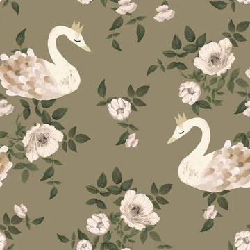 Wallpaper - Swans Kingdom Green - Le Petit Marché Home Furniture