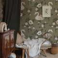 Wallpaper - Swans Kingdom Green - Le Petit Marché Home Furniture