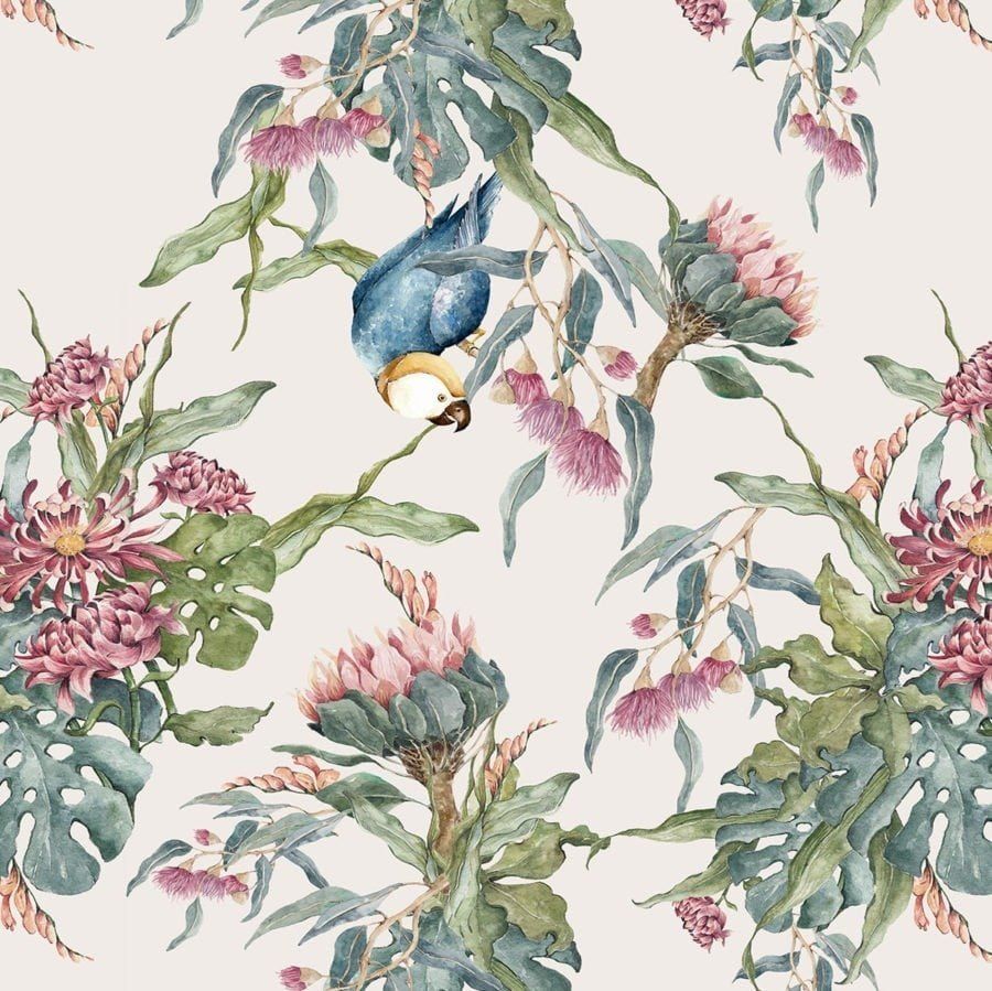 Wallpaper - Tropical Parrots - Le Petit Marché Home Furniture