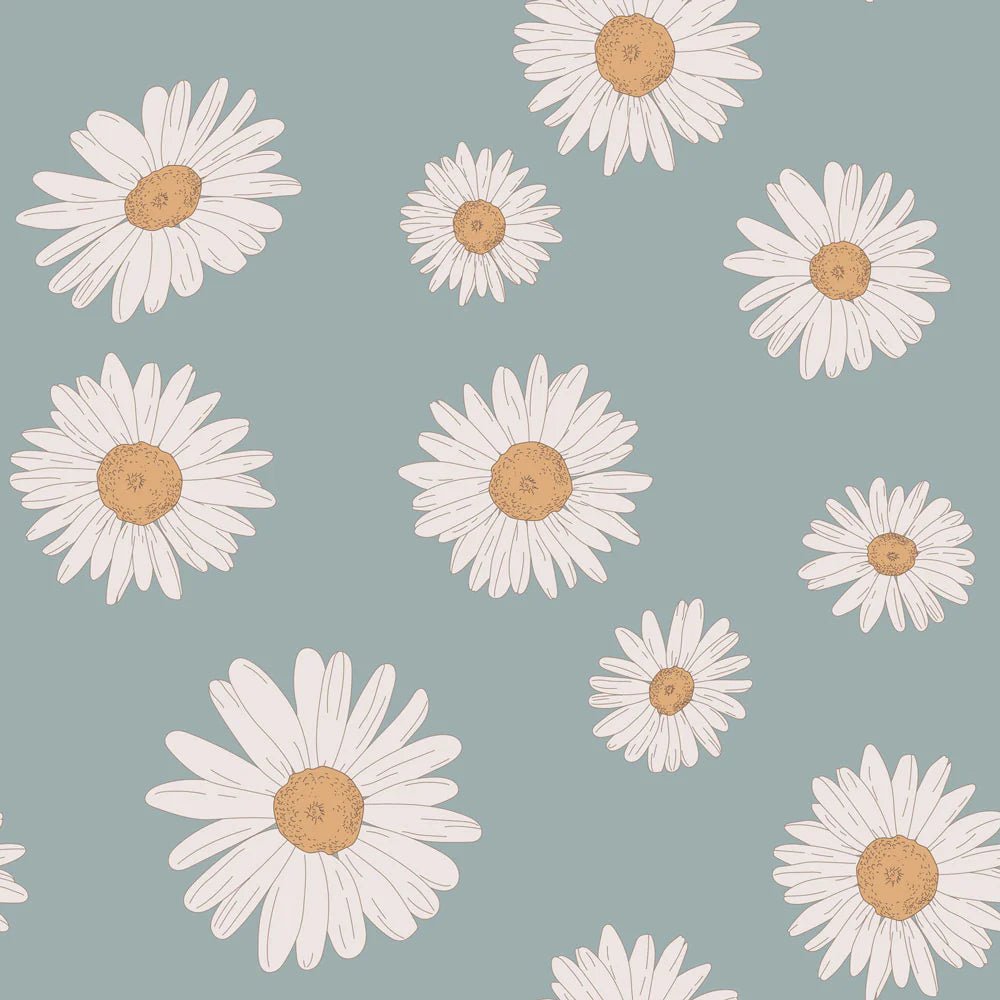 Wallpaper - Tuscan Daisies Blue - Le Petit Marché Home Furniture