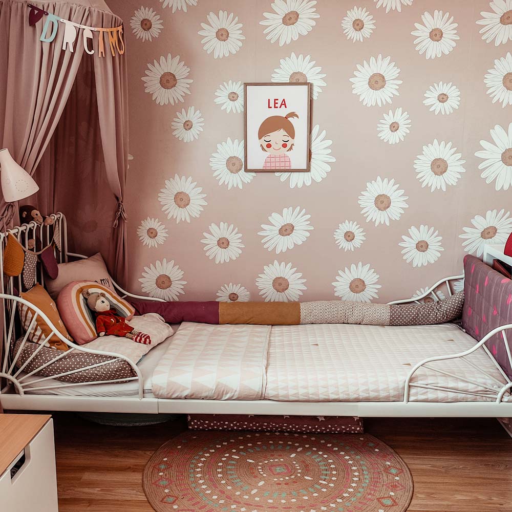 Wallpaper - Tuscan Daisies Pink - Le Petit Marché Home Furniture