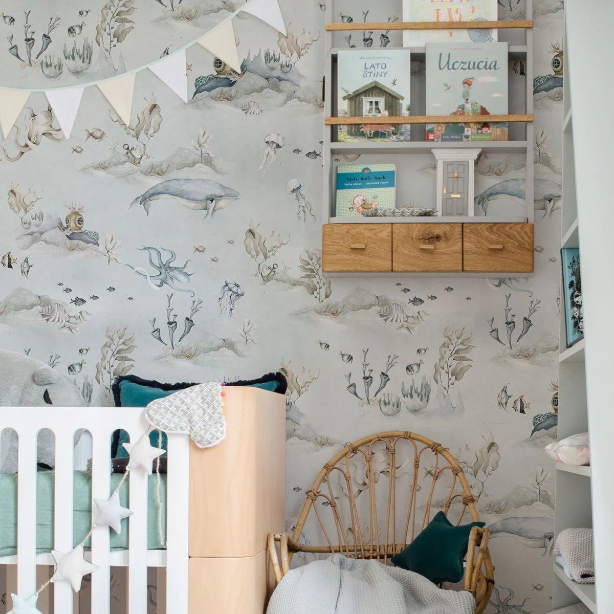 Wallpaper - Underwater World Grey - Le Petit Marché Home Furniture