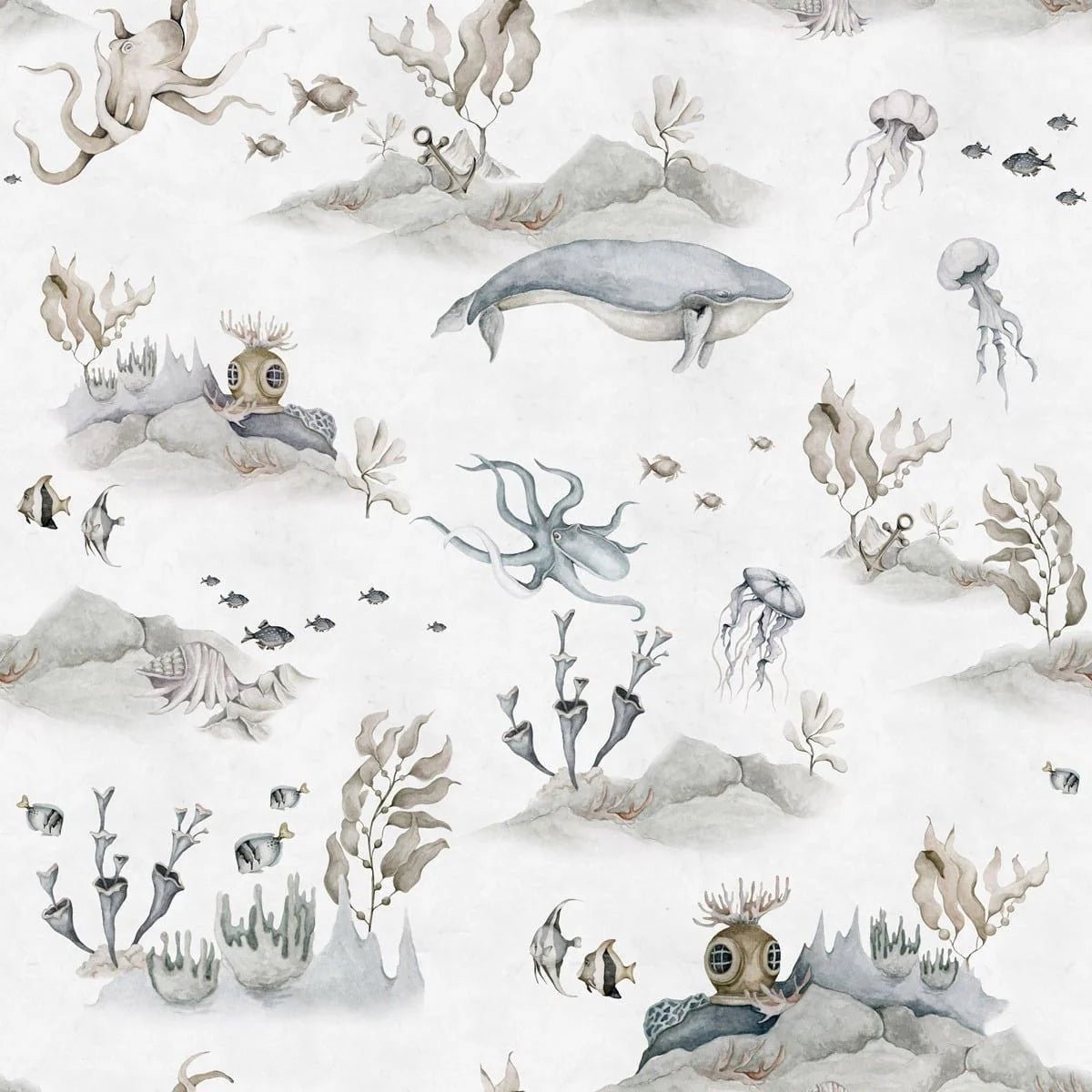 Wallpaper - Underwater World White - Le Petit Marché Home Furniture