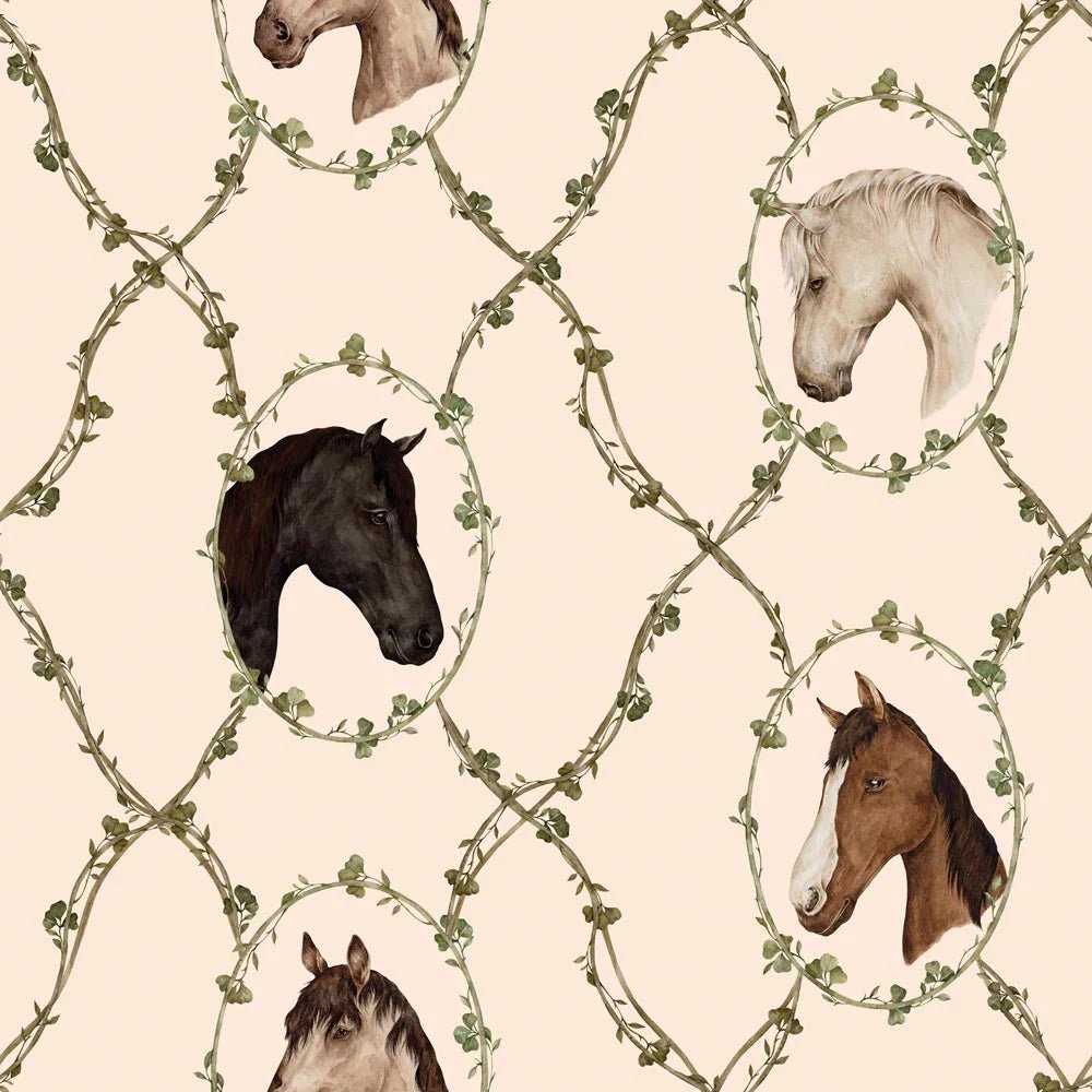 Wallpaper - Watercolour Horses Beige - Le Petit Marché Home Furniture