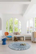 Washable Rug, Round ABC, Vintage Blue - LPM Home
