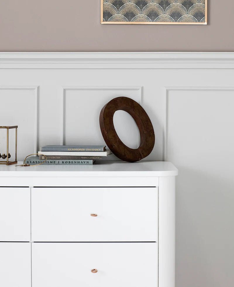Wood Dresser 6 Drawers, White - Le Petit Marché Home Furniture