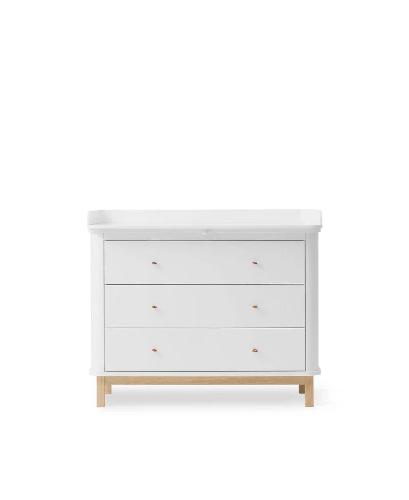 Wood Nursery Dresser 3 Drawers, White/Oak - Le Petit Marché Home Furniture
